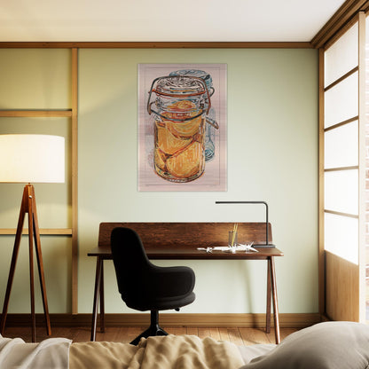 PRESERVED PEACHES 1975 - Janet Fish Brushed Aluminum Print - 70x100 cm / 28x40 inches | Janet Fish Aluminum Print | Janet Fish Prints
