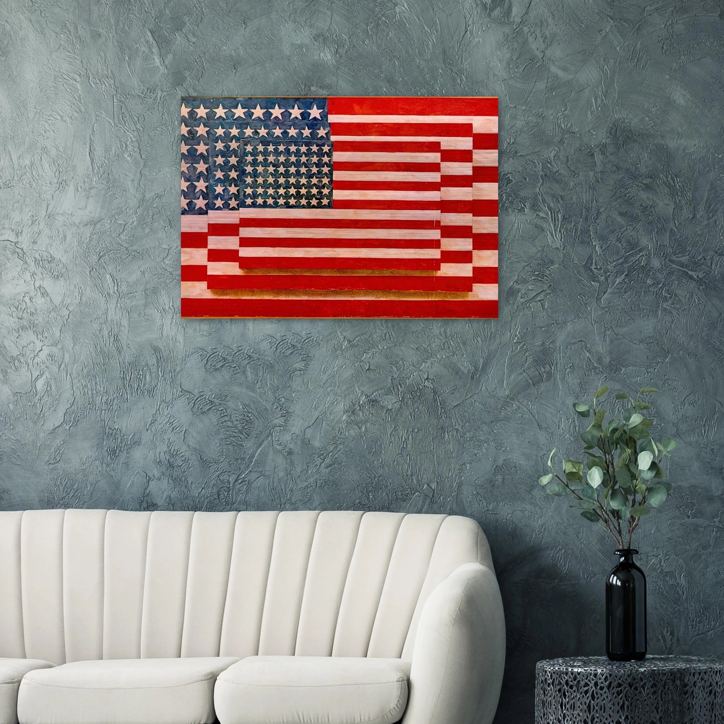 THREE FLAGS 1958 - Jasper Johns Brushed Aluminum Print - 70x100 cm / 28x40 inches | Jasper Johns Aluminum Print | Jasper Johns Prints