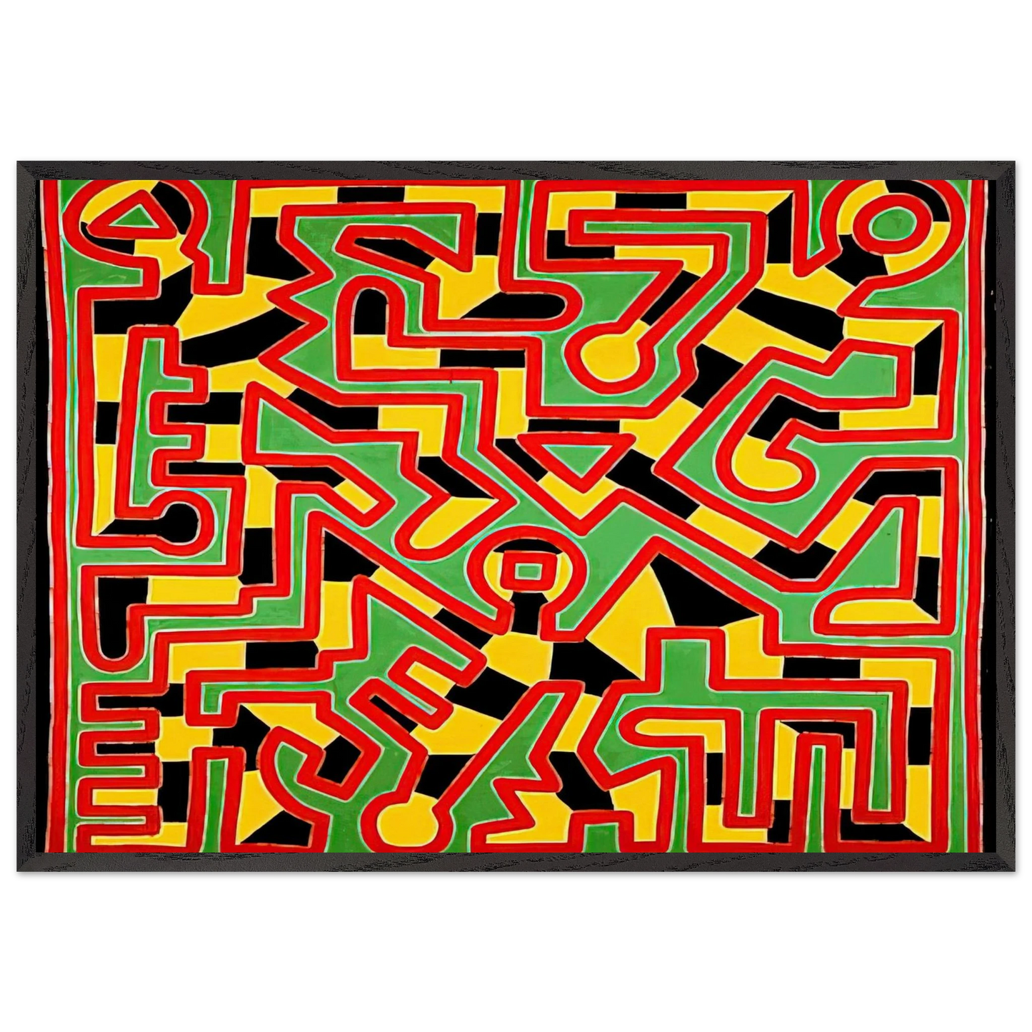 UNTITLED 1988 N5 - Keith Haring 70x100 cm / 28x40 inches Framed Art Print – Black Wooden Frame