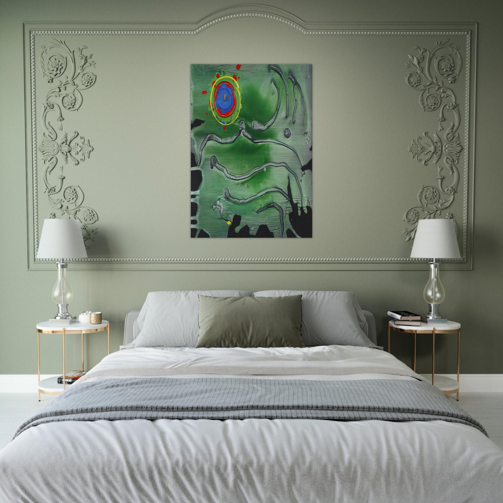 Green Sea Moon - 2006 - John Hoyland Brushed Aluminum Print - 70x100 cm / 28x40 inches | John Hoyland Aluminum Print | John Hoyland Prints