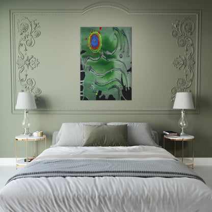 Green Sea Moon - 2006 - John Hoyland Brushed Aluminum Print - 70x100 cm / 28x40 inches | John Hoyland Aluminum Print | John Hoyland Prints