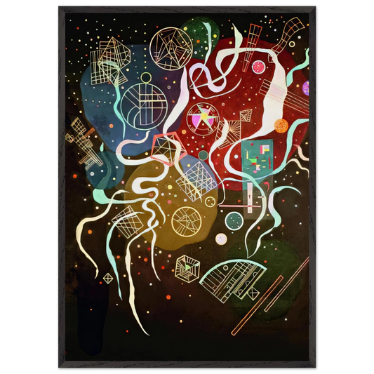 MOVEMENT I 1935 - Wassily Kandinsky 70x100 cm / 28x40 inches Framed Art Print – Black Wooden Frame