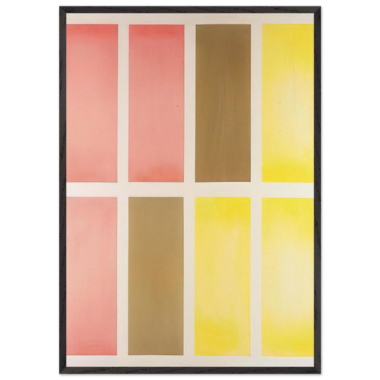 Untitled Red Brown and Yellow - Abstract Expressionism - Mark Lancaster 70x100 cm / 28x40 inches Framed Art Print – Black Wooden Frame