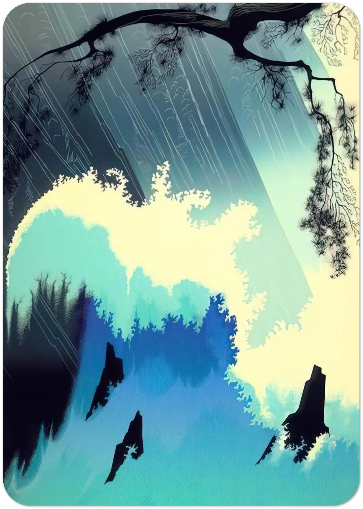 Ocean Splash By Eyvind Earle Pack of 10 Post Cards | Eyvind Earle Post Cards | A6 (10.5 x 14.8 cm) - 4.1 x 5.8 inches