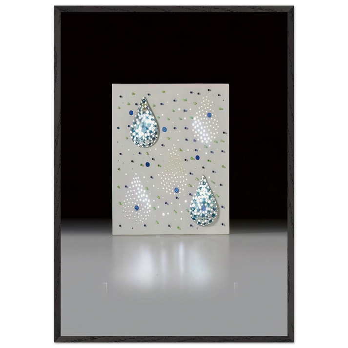 Luminica con dos gotas Composicion con gotas de agua - 1970 - Gyula Kosice 70x100 cm / 28x40 inches Framed Art Print – Black Wooden Frame