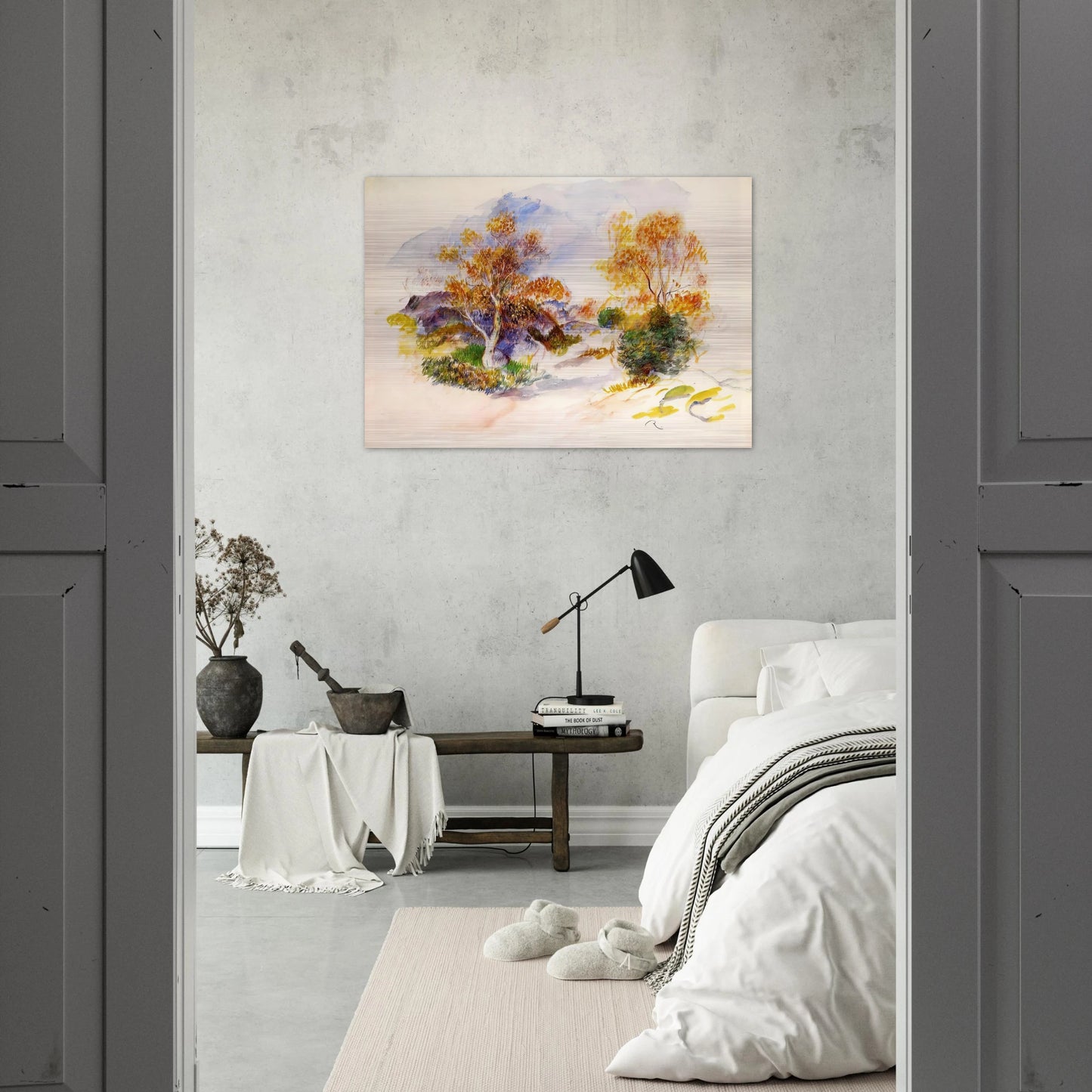 Landscape with Trees - Pierre-Auguste Renoir Brushed Aluminum Print - 70x100 cm / 28x40 inches | Pierre-Auguste Renoir Aluminum Print | Pierre-Auguste Renoir Prints
