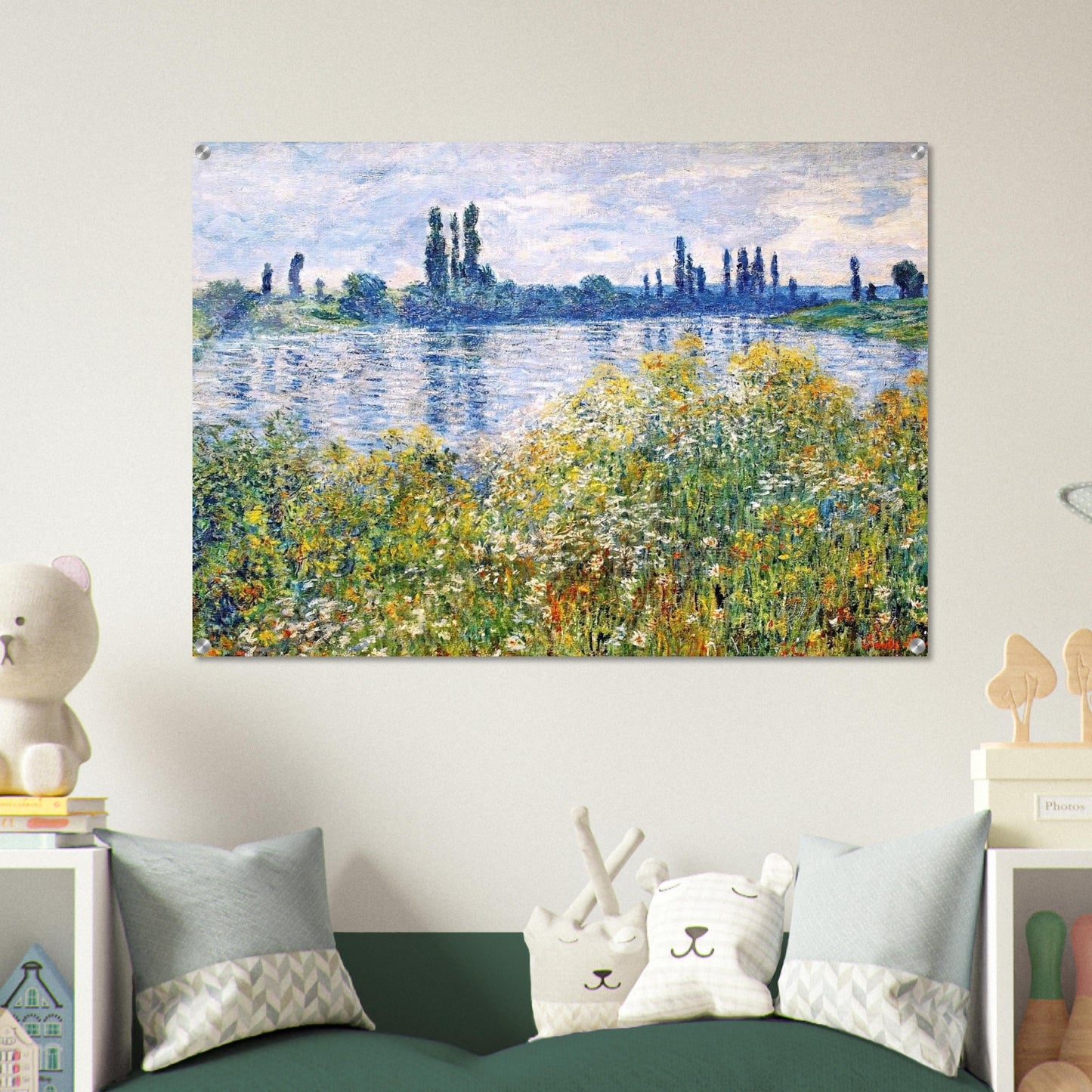 Flowers on the Banks of Seine near Vetheuil - claude monet Acrylic Print - 70x100 cm / 28x40″ inches