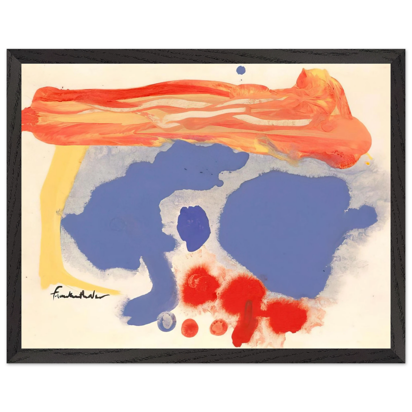 Helen Frankenthaler - Summerscene, Provincetown - 1961 Wall art - 27x35 cm / 11x14 inches - Premium Wooden Framed Poster With Fine Art Paper-canvas - Black frame