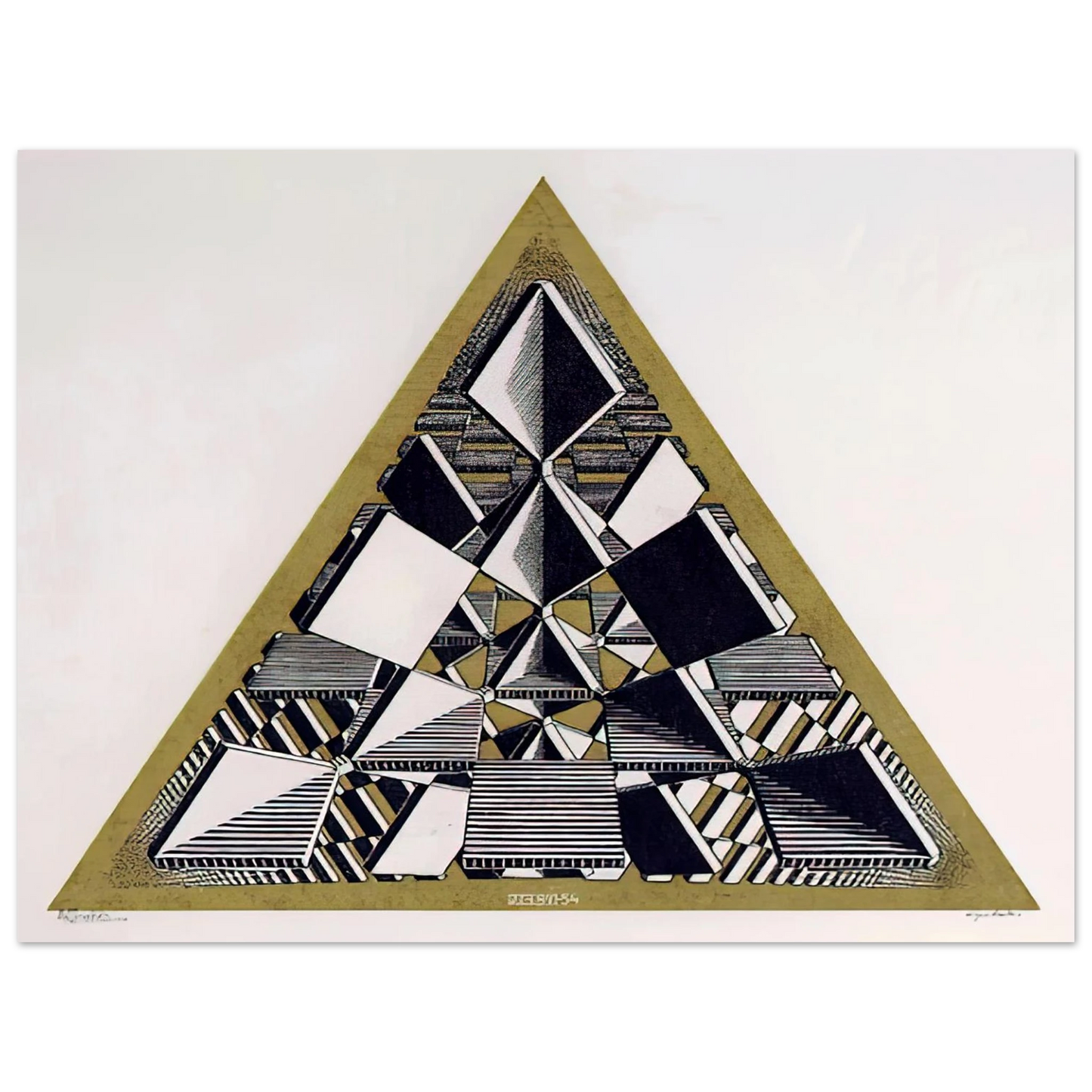 MC Escher - THREE INTERSECTING PLANES COLOUR Wall Art - 30x40 cm / 12x16 inches - Premium Wooden Framed Poster With Fine Art Paper-canvas - White frame