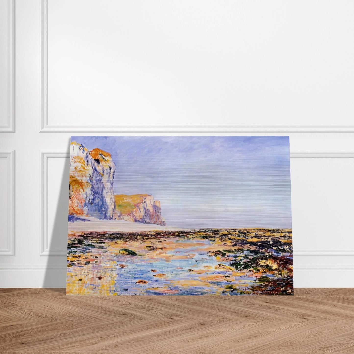 Beach and Cliffs at Pourville, Morning Effect - claude monet Brushed Aluminum Print - 70x100 cm / 28x40 inches | claude monet Aluminum Print | claude monet Prints