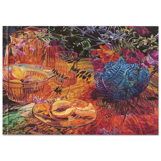 CUT PEACH BLUE VASE 1993 - Janet Fish Brushed Aluminum Print - 70x100 cm / 28x40 inches | Janet Fish Aluminum Print | Janet Fish Prints