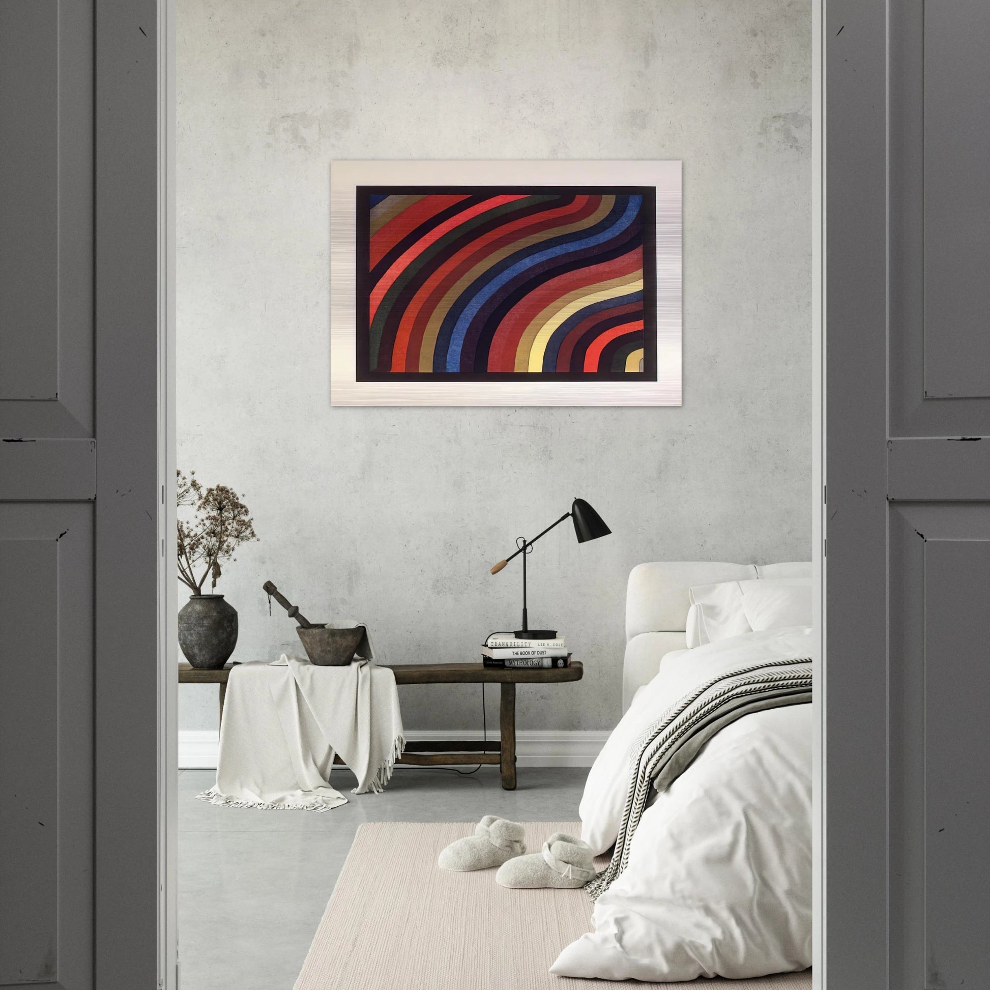 Two Centimeter Wavy Bands in Colors - Sol LeWitt Brushed Aluminum Print - 70x100 cm / 28x40 inches | Sol LeWitt Aluminum Print | Sol LeWitt Prints