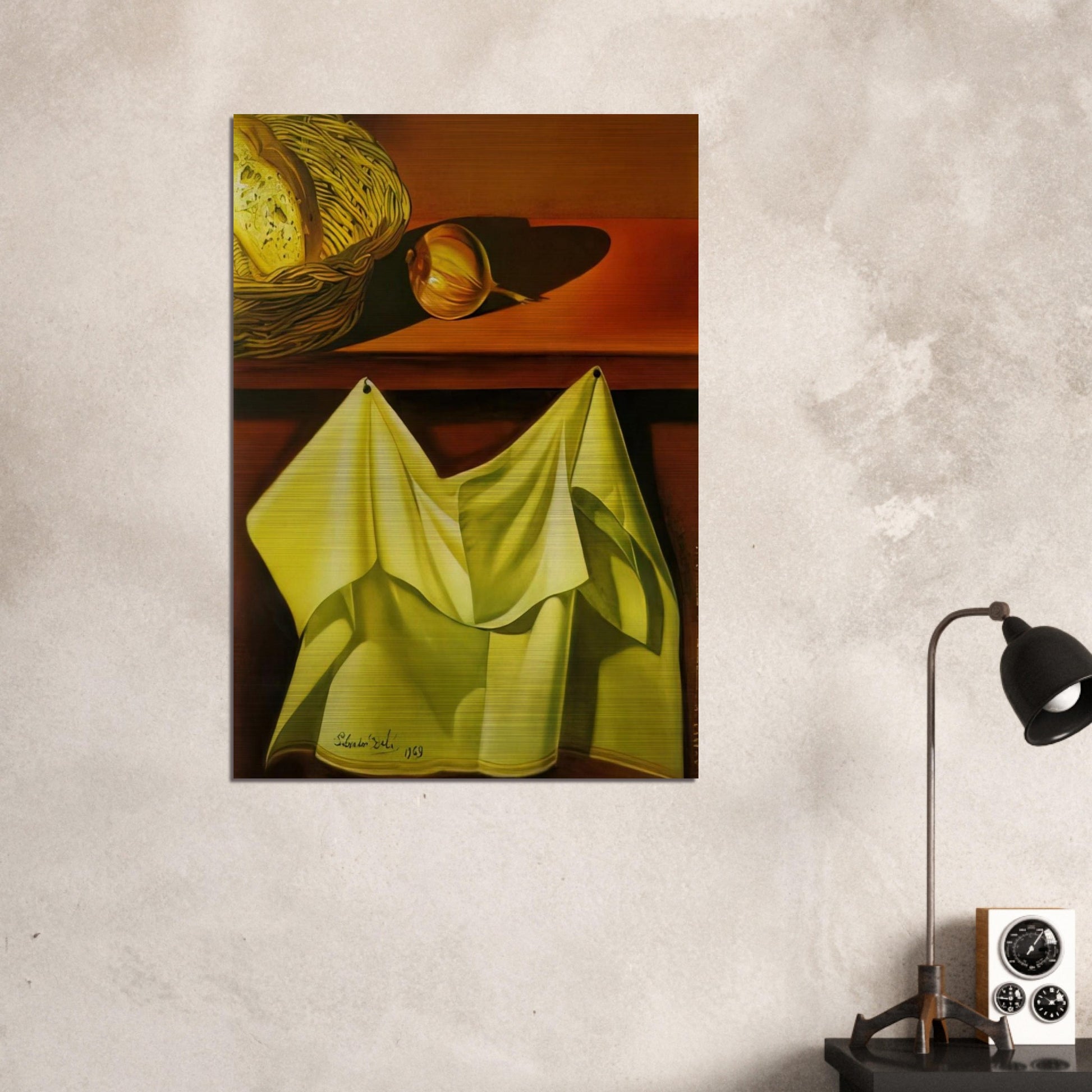UNTITLED STILL LIFE WITH WHITE CLOTH - Salvador Dali Brushed Aluminum Print - 70x100 cm / 28x40 inches | Salvador Dali Aluminum Print | Salvador Dali Prints