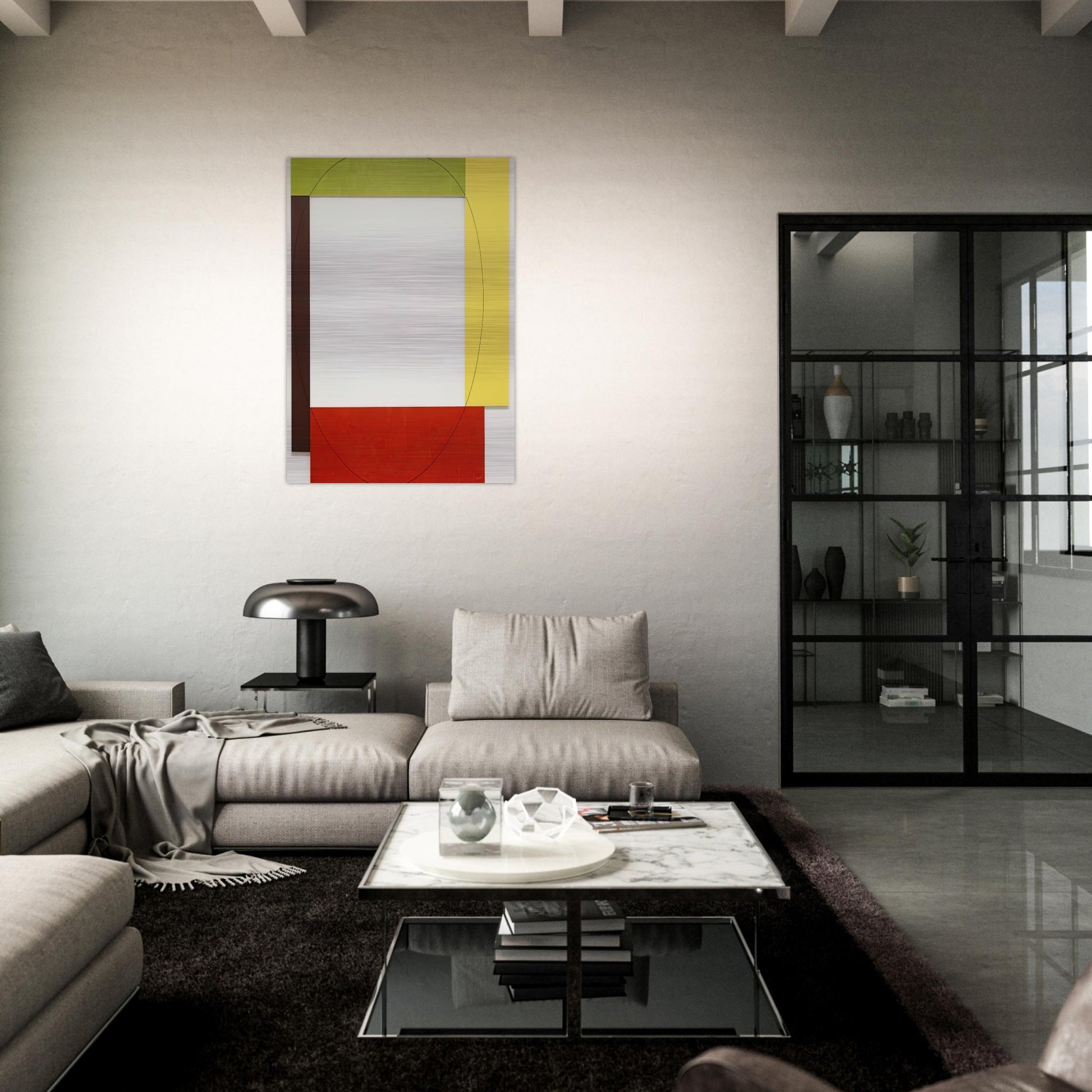 FOUR COLOR FRAME PAINTING 5 PARASOL UNIT 1984 - Robert Mangold Brushed Aluminum Print - 70x100 cm / 28x40 inches | Robert Mangold Aluminum Print | Robert Mangold Prints