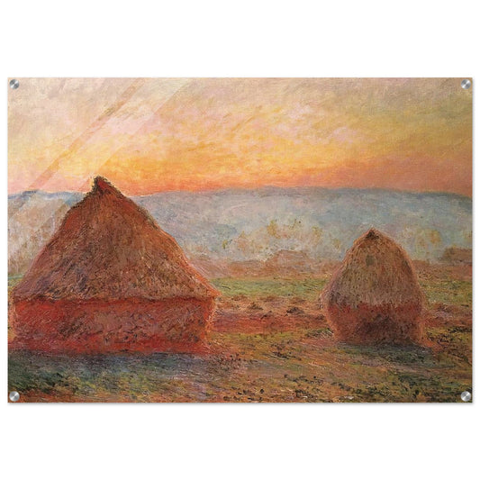 Grainstacks at Giverny, Sunset - claude monet Acrylic Print - 70x100 cm / 28x40″ inches