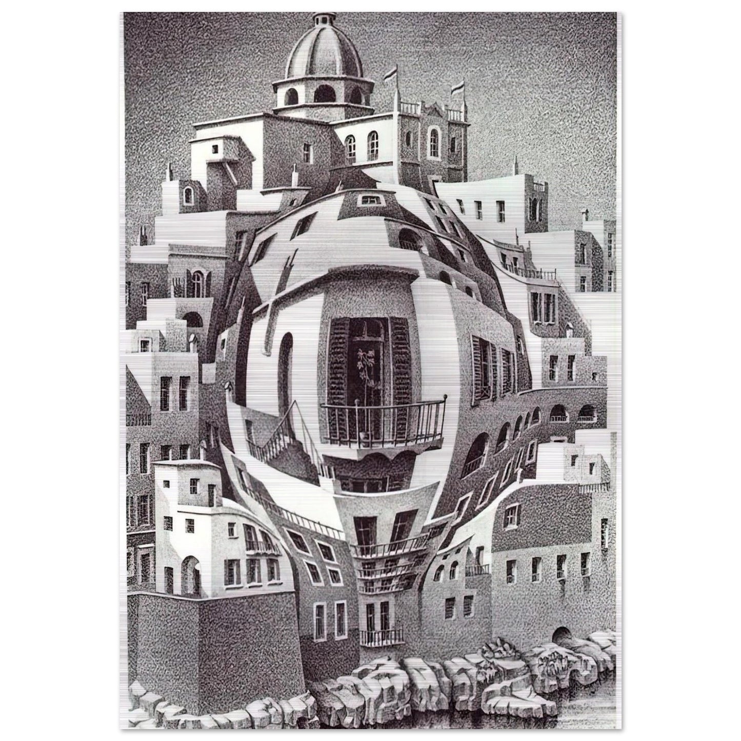 BALCONY - MC Escher Brushed Aluminum Print - 70x100 cm / 28x40 inches | MC Escher Aluminum Print | MC Escher Prints | Maurits Cornelis Escher Prints
