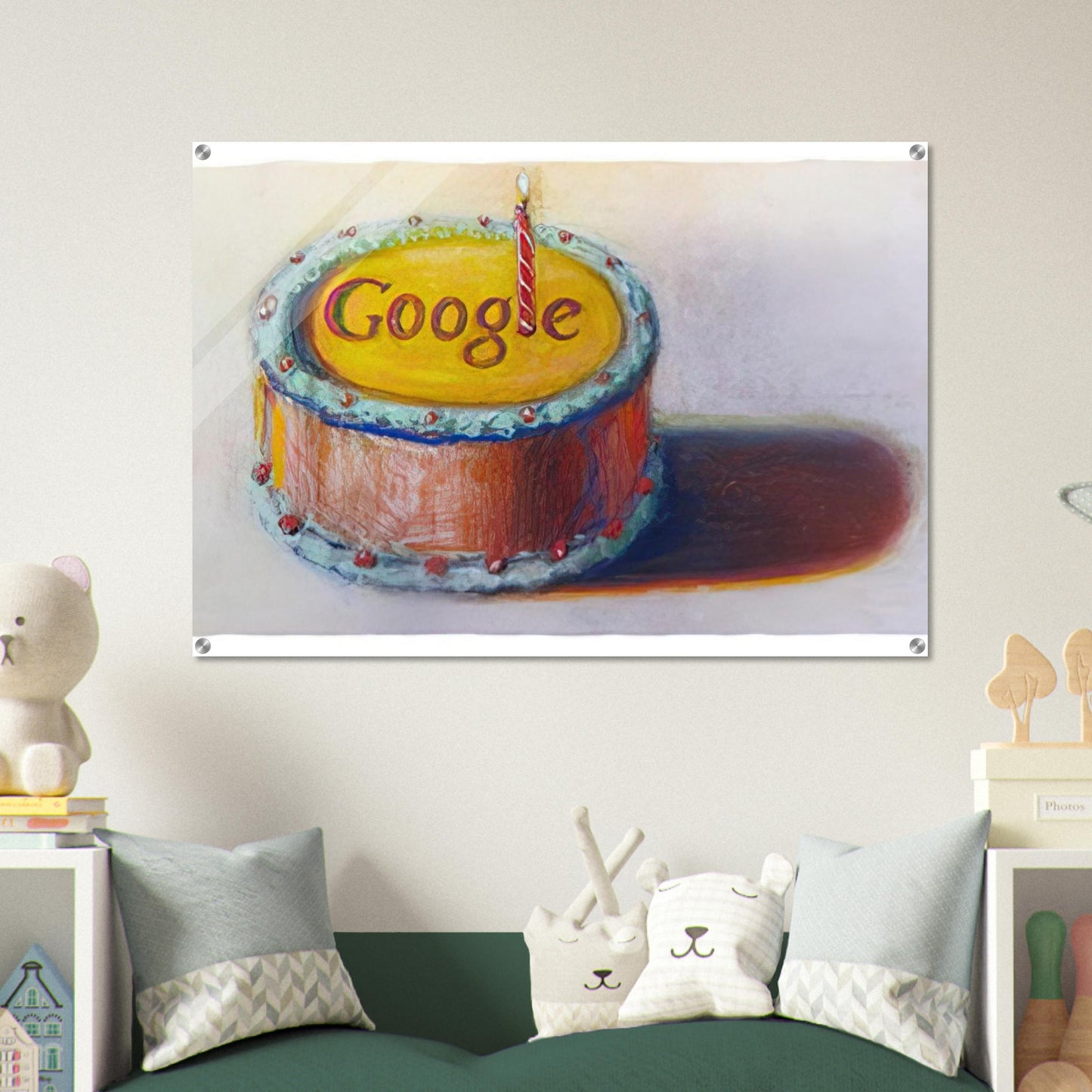 Google - 12th Birthday Cake Doodle - 2010 - Wayne Thiebaud Acrylic Print - 70x100 cm / 28x40″ inches