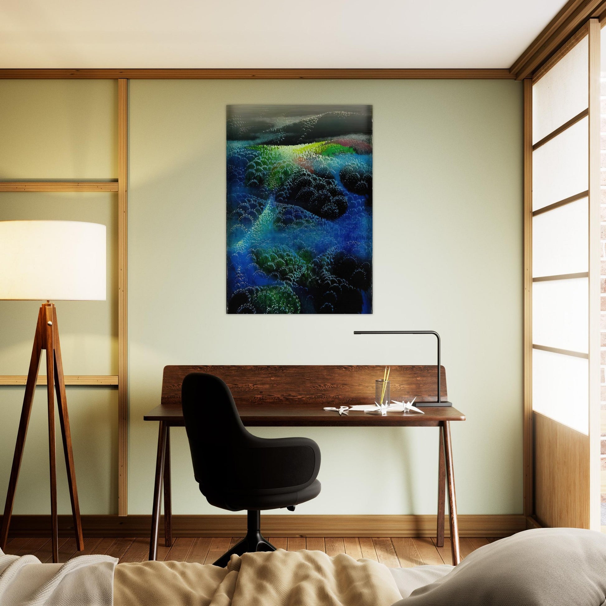Fields Of Fog - Eyvind Earle Brushed Aluminum Print - 70x100 cm / 28x40 inches | Eyvind Earle Aluminum Print | Eyvind Earle Prints