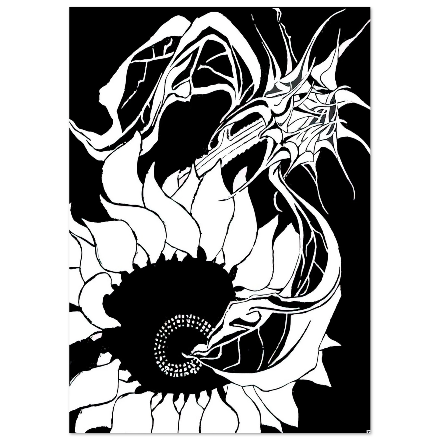 MC Escher - SUNFLOWERS Wall Art - 21x29.7 cm / 8x12" - Premium Wooden Framed Poster With Fine Art Paper-canvas - Wood frame