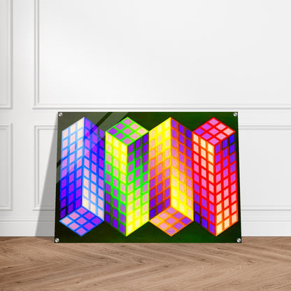 Torony-Nagy - 1969 - Victor Vasarely Acrylic Print - 70x100 cm / 28x40″ inches
