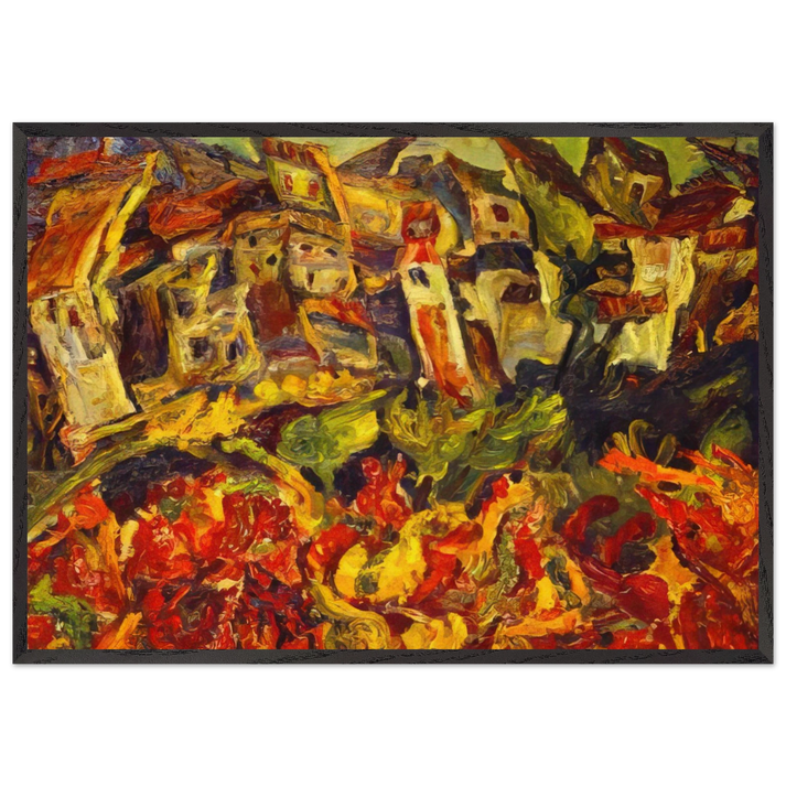HOUSES WITH POINTED ROOFS - Chaim Soutine 70x100 cm / 28x40 inches Framed Art Print – Black Wooden Frame