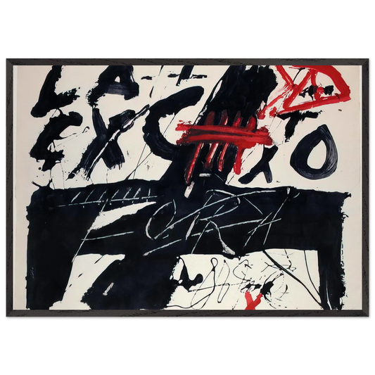 NEGRE I ROIG III FORA 1976 - Antoni Tapies 70x100 cm / 28x40 inches Framed Art Print – Black Wooden Frame