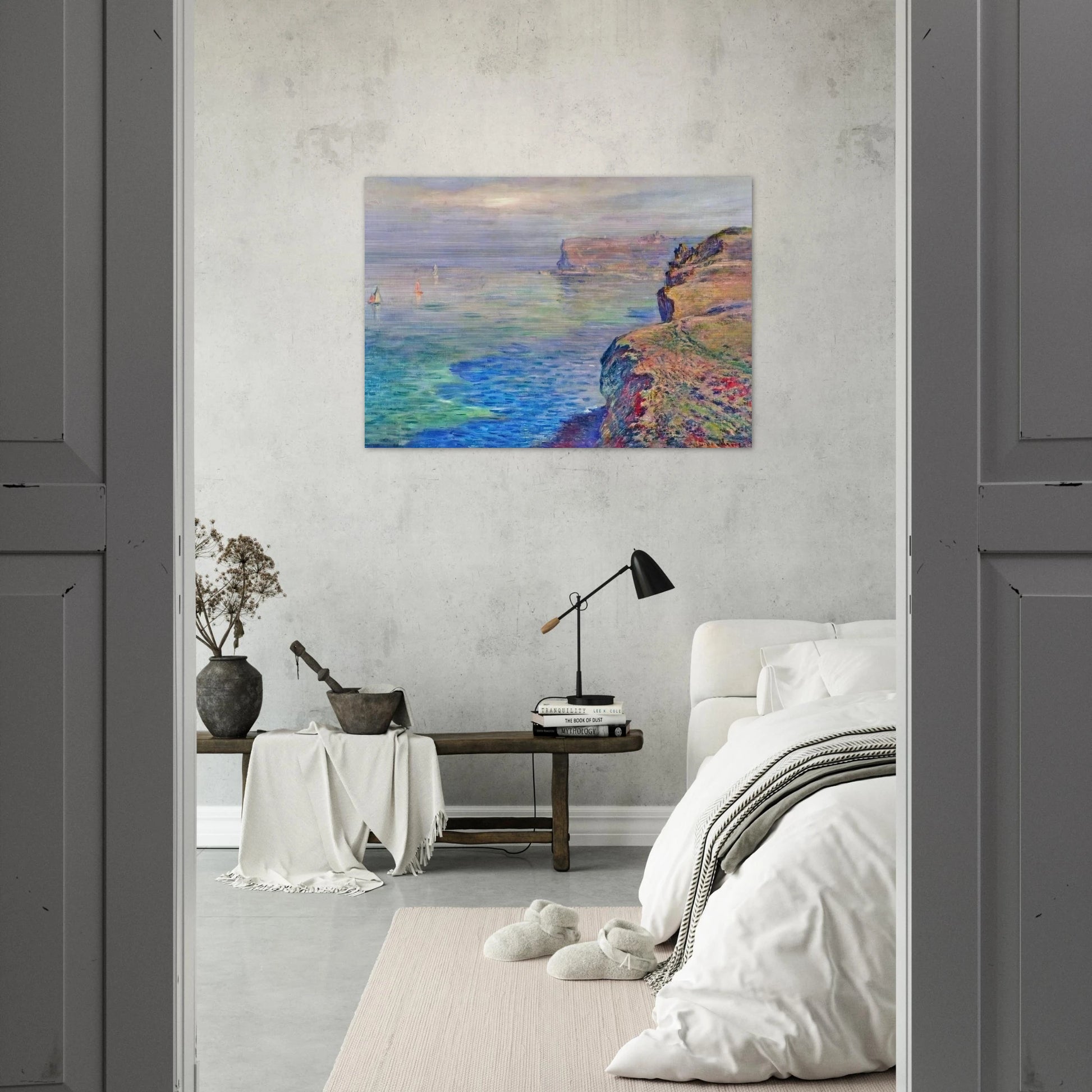 Cliff at Grainval near Fecamp - claude monet Brushed Aluminum Print - 70x100 cm / 28x40 inches | claude monet Aluminum Print | claude monet Prints