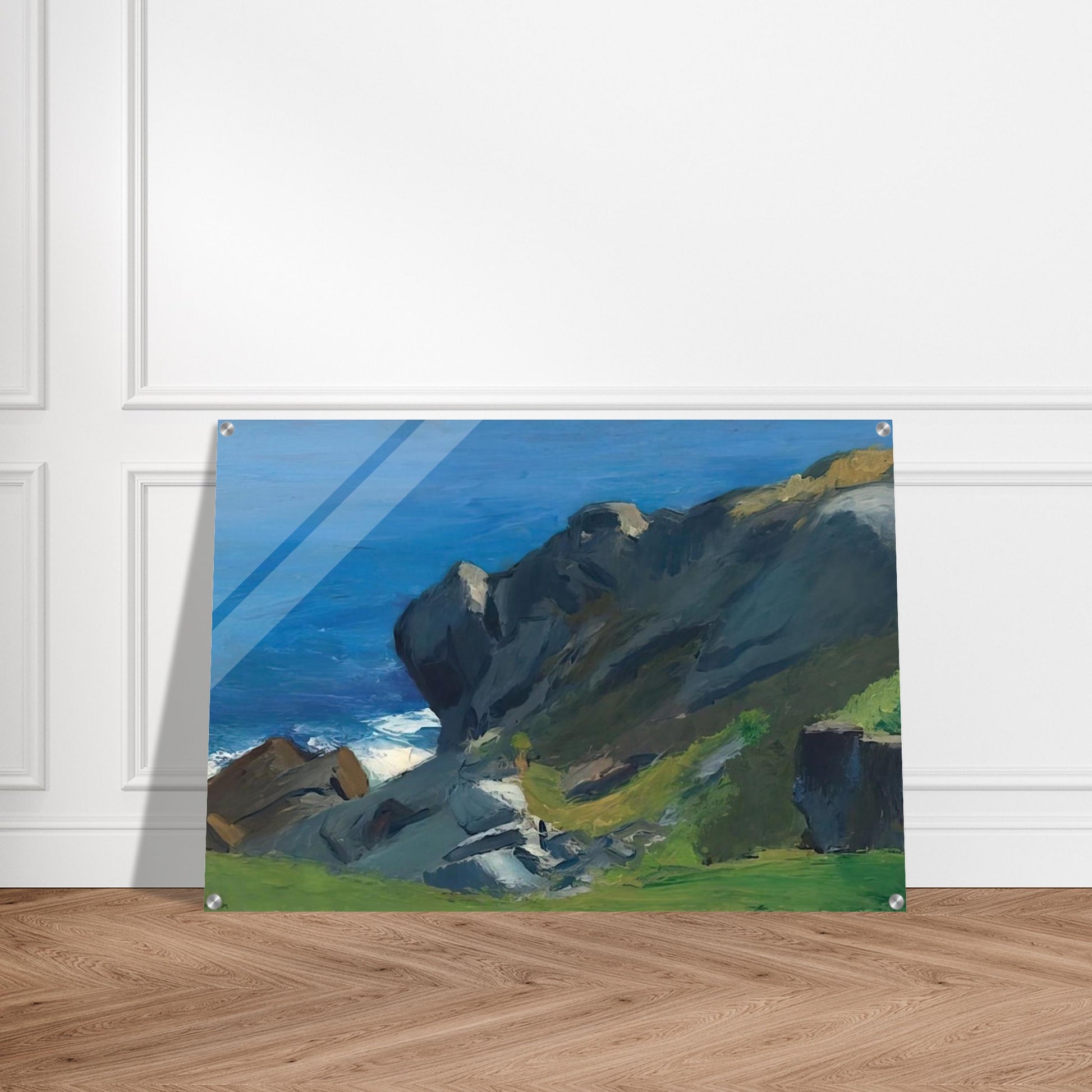 Rocky Shore and Sea - Edward Hopper Acrylic Print - 70x100 cm / 28x40″ inches | Edward Hopper Wall Art | Edward Hopper Prints