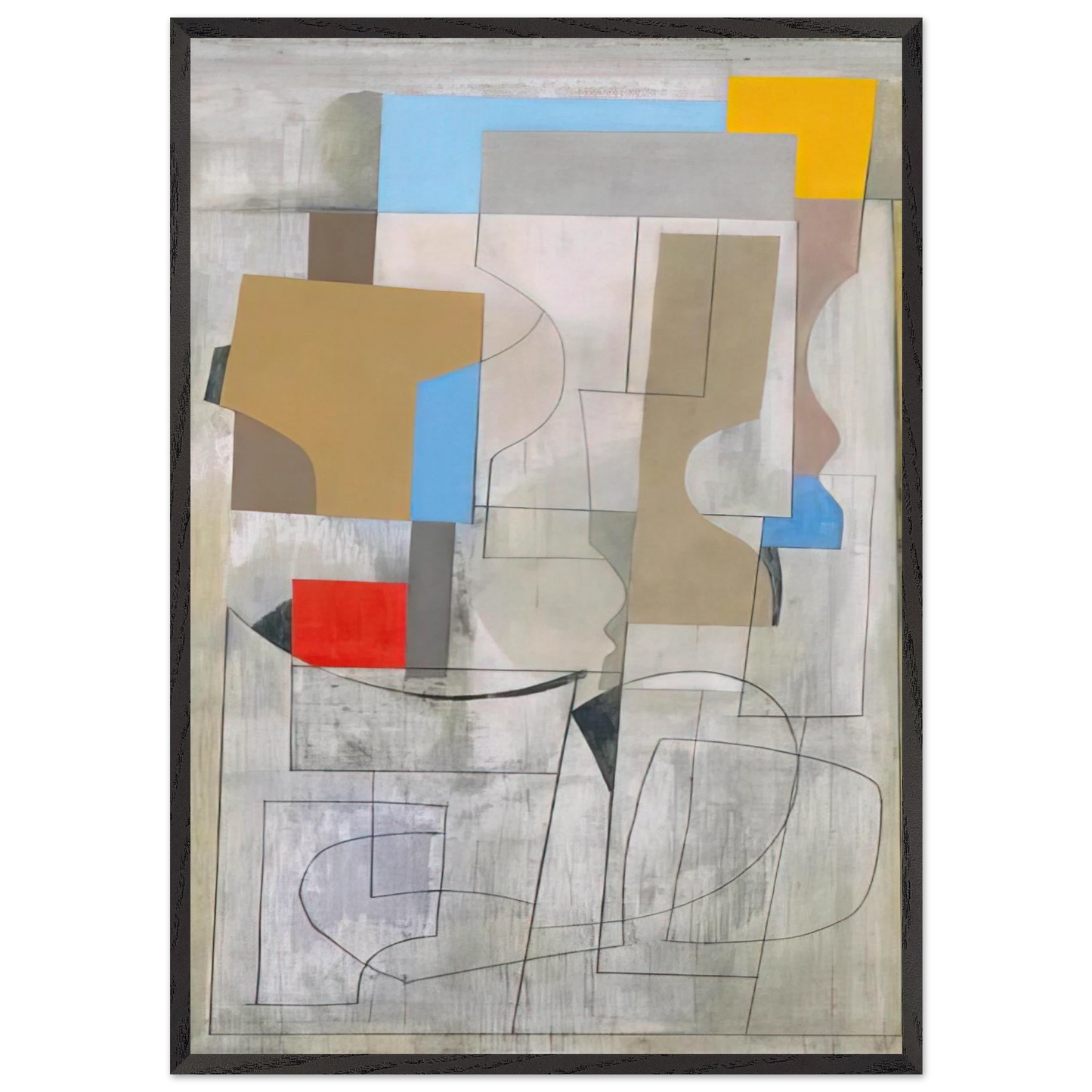 Feb 28-53 vertical seconds - 1953 - Ben Nicholson 70x100 cm / 28x40 inches Framed Art Print – Black Wooden Frame