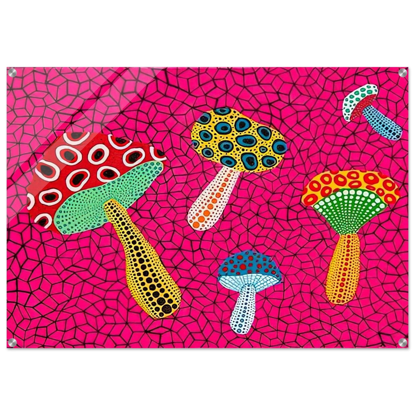 MUSHROOMS 1995 - Yayoi Kusama Acrylic Print - 70x100 cm / 28x40″ inches