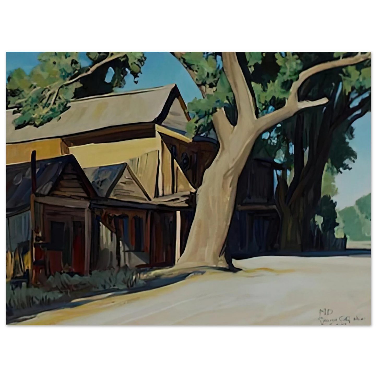 Maynard Dixon - OLD CHINATOWN CARSON CITY NEVADA 1937 Wall art - 15x20 cm / 6x8 inches - Premium Wooden Framed Poster With Fine Art Paper-canvas - Wood frame