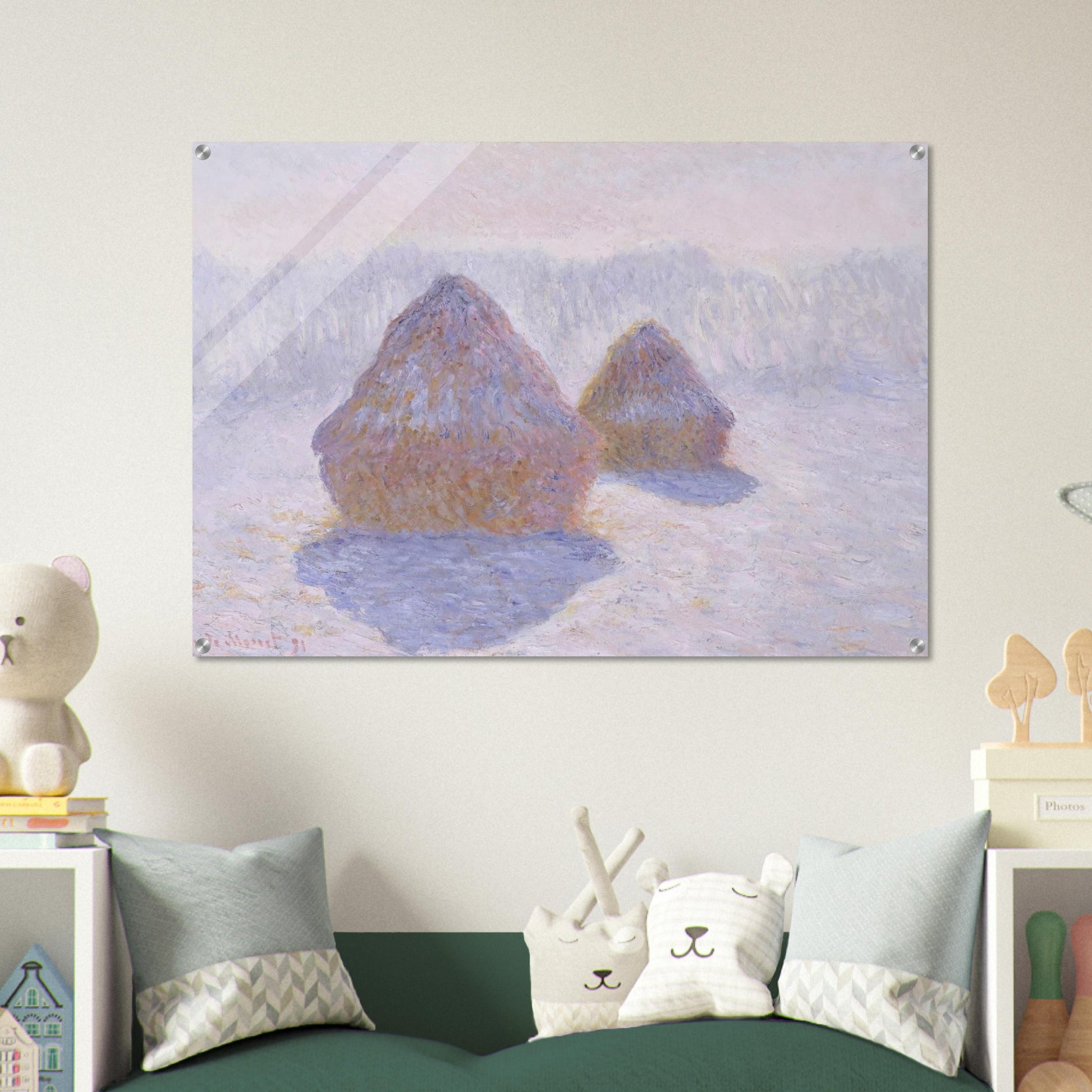 Haystacks Effect of Snow and Sun - claude monet Acrylic Print - 70x100 cm / 28x40″ inches