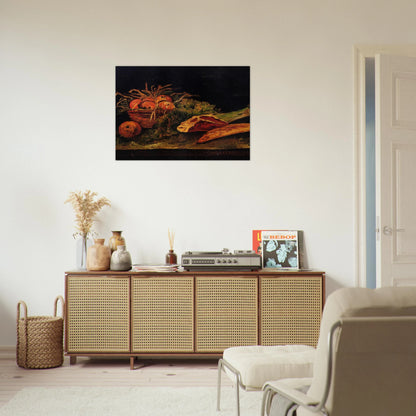 Still Life with Apples, Meat and a Roll - Vincent van Gogh Brushed Aluminum Print - 70x100 cm / 28x40 inches | Vincent van Gogh Aluminum Print | Vincent van Gogh Prints