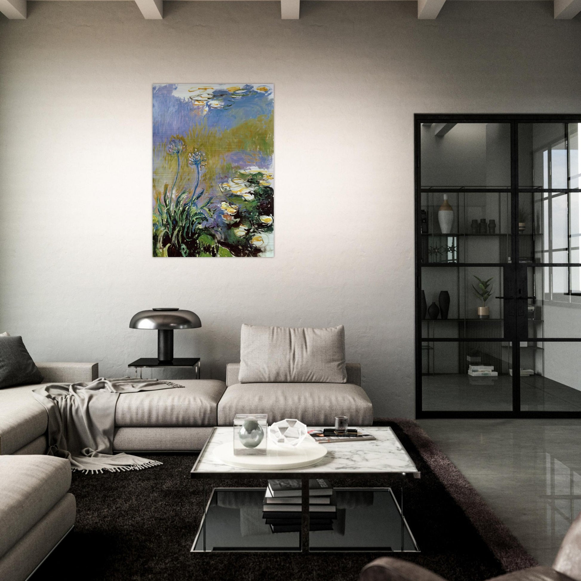 Agapanthus - claude monet Brushed Aluminum Print - 70x100 cm / 28x40 inches | claude monet Aluminum Print | claude monet Prints