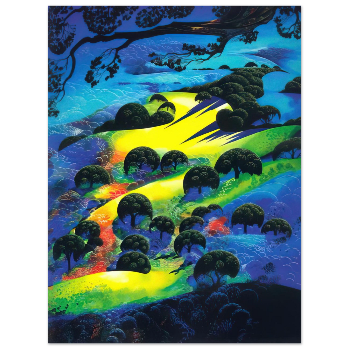 Eyvind Earle - Fading Sunset Flame  75x100 cm / 30x40inches Fine Art Poster