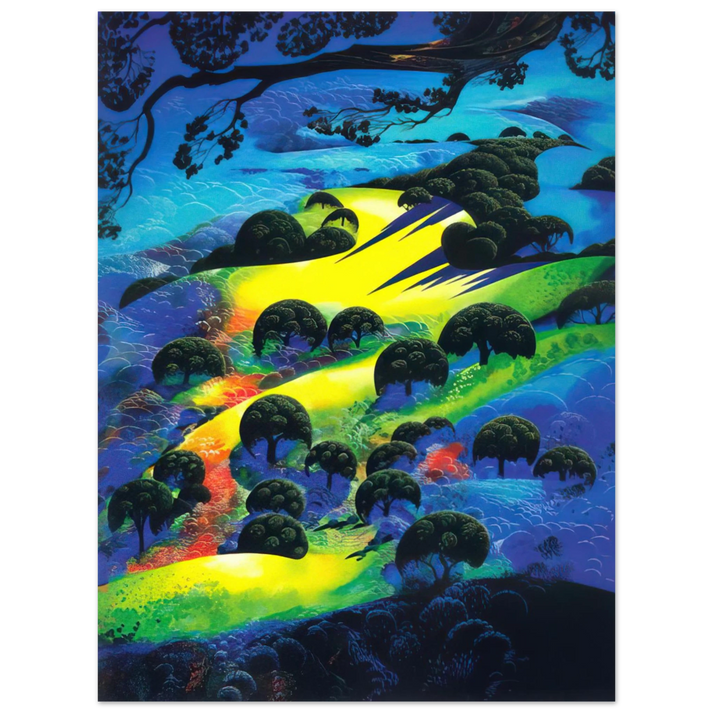 Eyvind Earle - Fading Sunset Flame  75x100 cm / 30x40inches Fine Art Poster