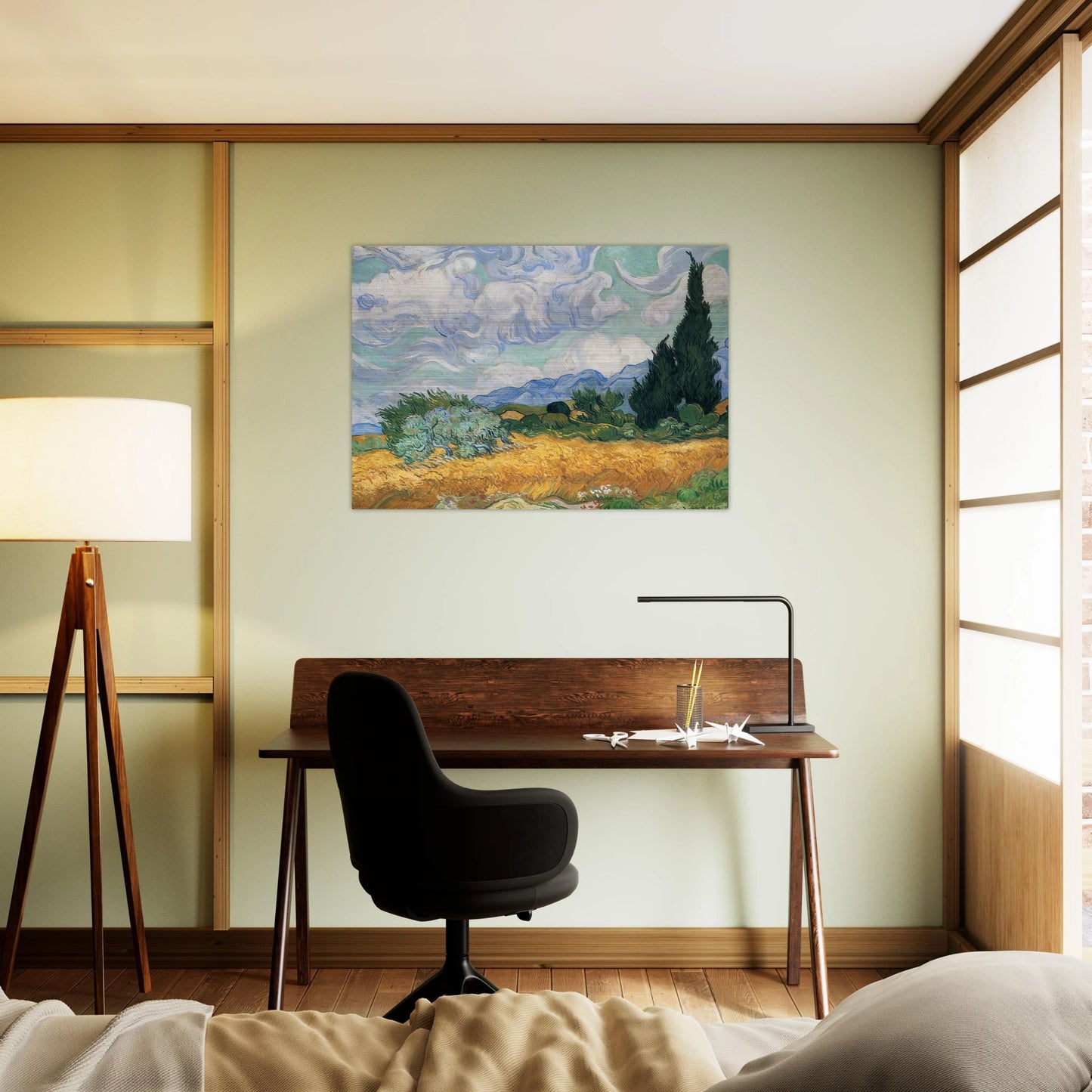 Wheatfield with cypress tree - Vincent van Gogh Brushed Aluminum Print - 70x100 cm / 28x40 inches | Vincent van Gogh Aluminum Print | Vincent van Gogh Prints