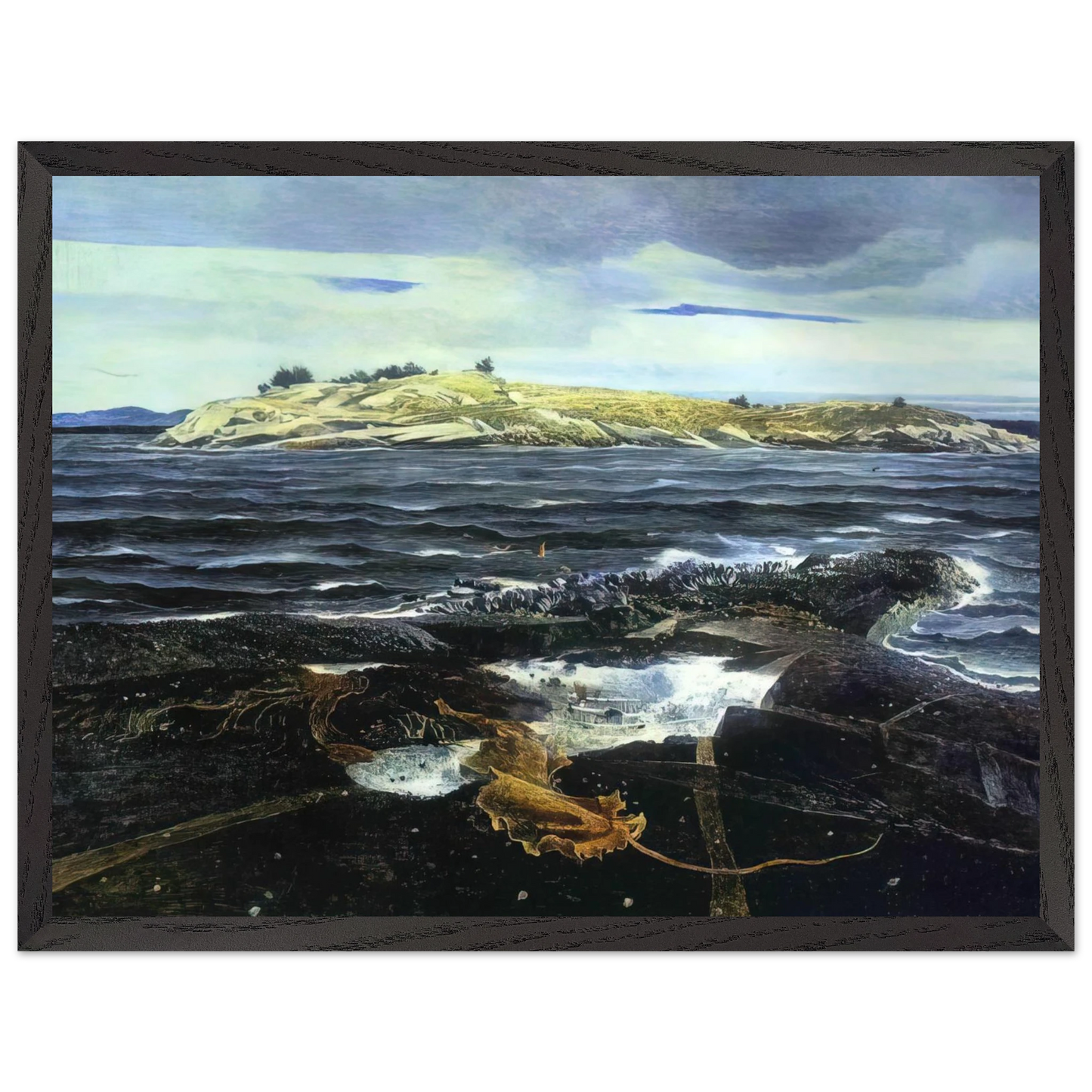 Andrew Wyeth - LITTLE CALDWELLS ISLAND Wall Art - 30x40 cm / 12x16 inches - Premium Wooden Framed Poster With Fine Art Paper-canvas - White frame