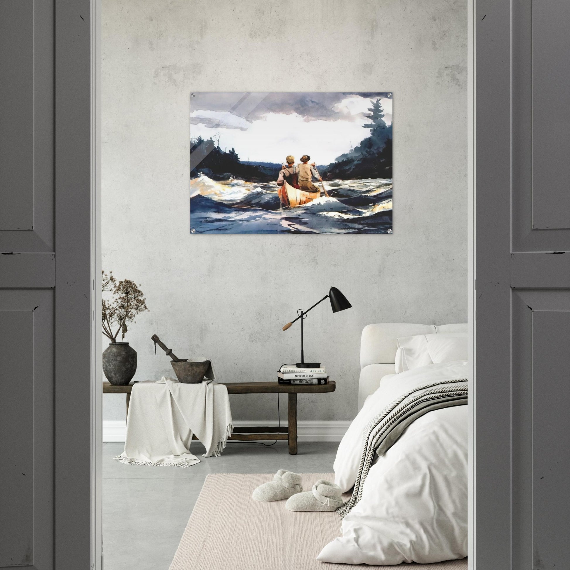 CANOE IN THE RAPIDS - Winslow Homer Acrylic Print - 70x100 cm / 28x40″ inches | Winslow Homer Wall Art | Winslow Homer Prints