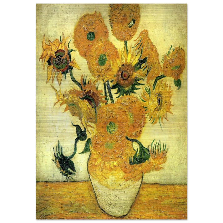 Still Life - Vase with Fourteen Sunflowers - Vincent van Gogh Brushed Aluminum Print - 70x100 cm / 28x40 inches | Vincent van Gogh Aluminum Print | Vincent van Gogh Prints