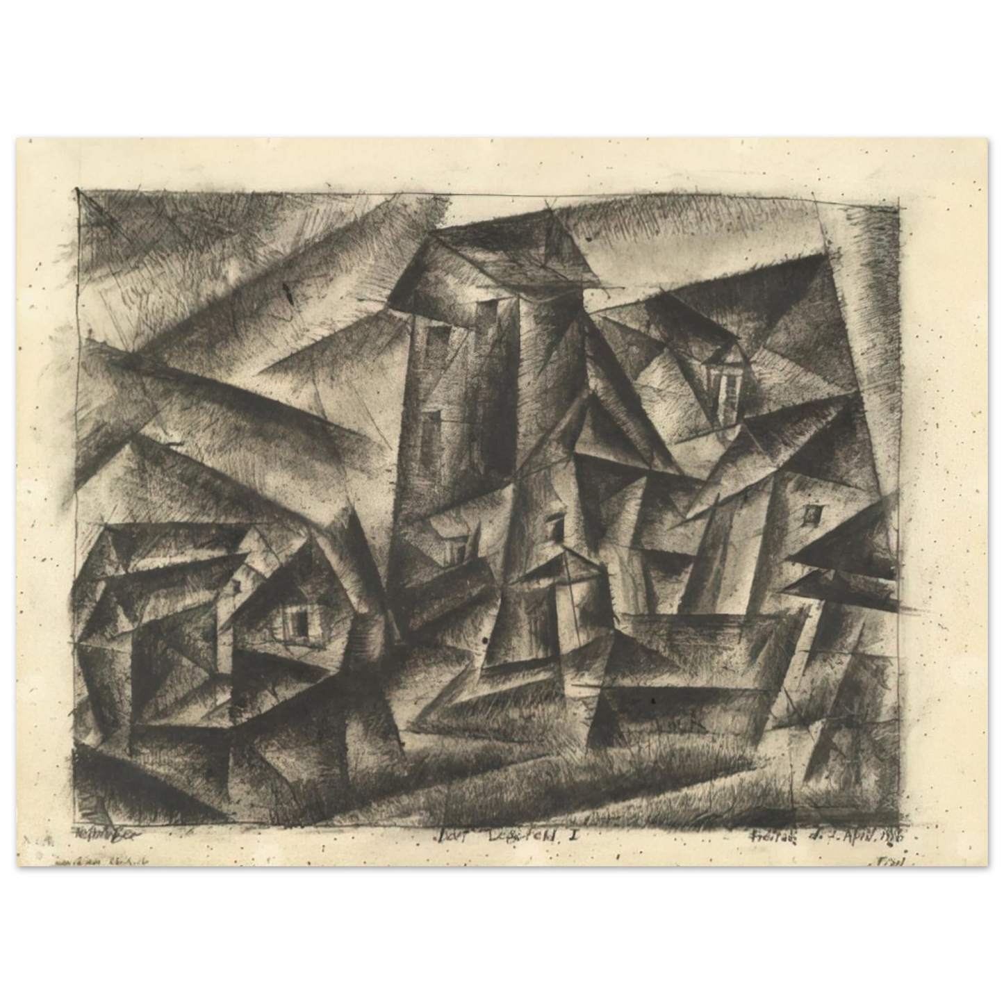 Lyonel Feininger - THE VILLAGE OF LEGEFELD I DORF LEGEFELD I 1916  75x100 cm / 30x40inches Fine Art Poster