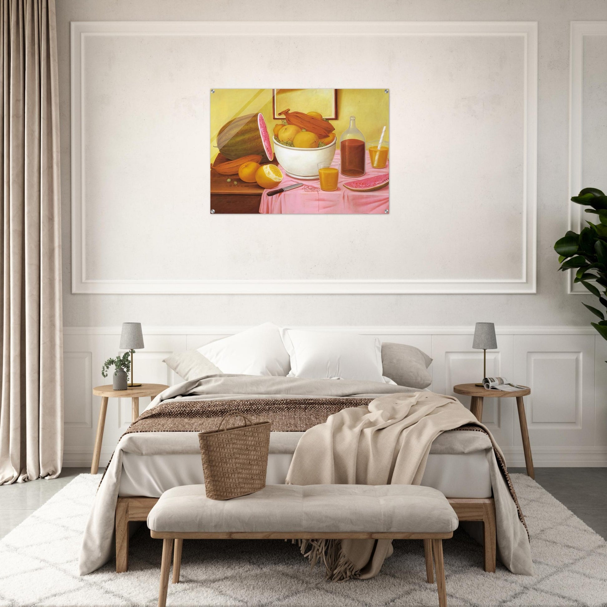 STILL LIFE WITH ORANGEADE - Fernando Botero Acrylic Print - 70x100 cm / 28x40″ inches