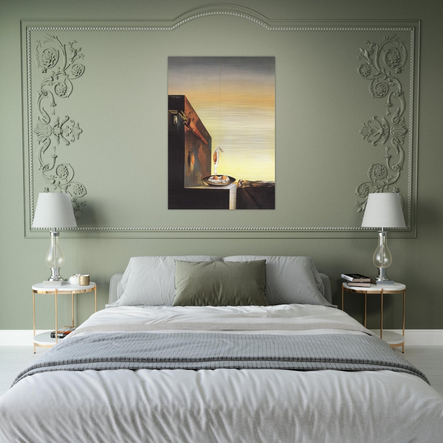 EGGS ON PLATE WITHOUT THE FLAT - Salvador Dali Brushed Aluminum Print - 70x100 cm / 28x40 inches | Salvador Dali Aluminum Print | Salvador Dali Prints