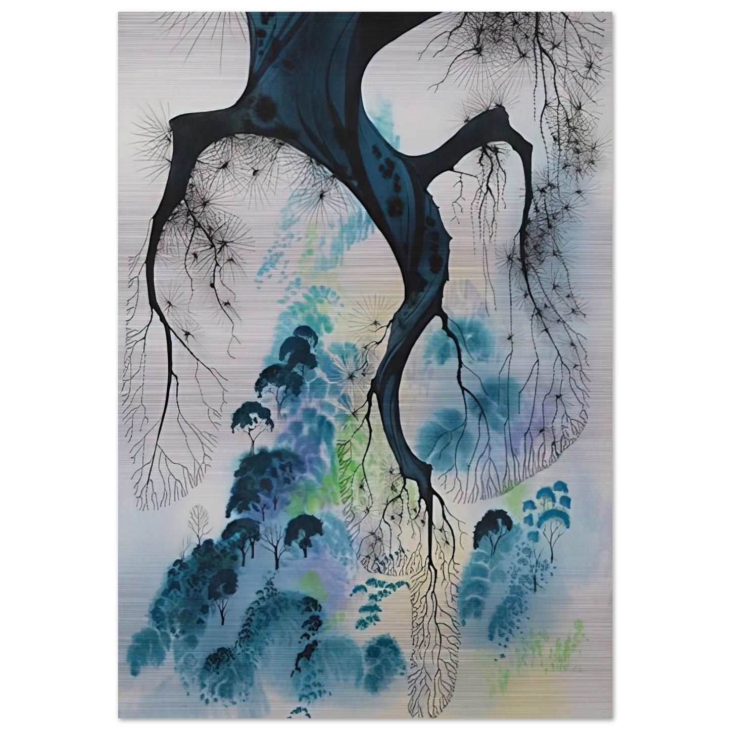 Coastline - Eyvind Earle Brushed Aluminum Print - 70x100 cm / 28x40 inches | Eyvind Earle Aluminum Print | Eyvind Earle Prints