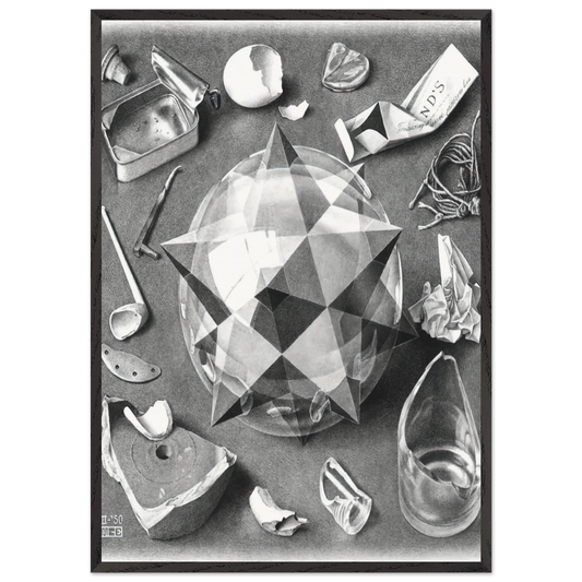 CONTRAST ORDER AND CHAOS - MC Escher 70x100 cm / 28x40 inches Framed Art Print – Black Wooden Frame | Maurits Cornelis Escher Prints
