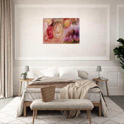 Roses with a Landscape - Pierre-Auguste Renoir Acrylic Print - 70x100 cm / 28x40″ inches