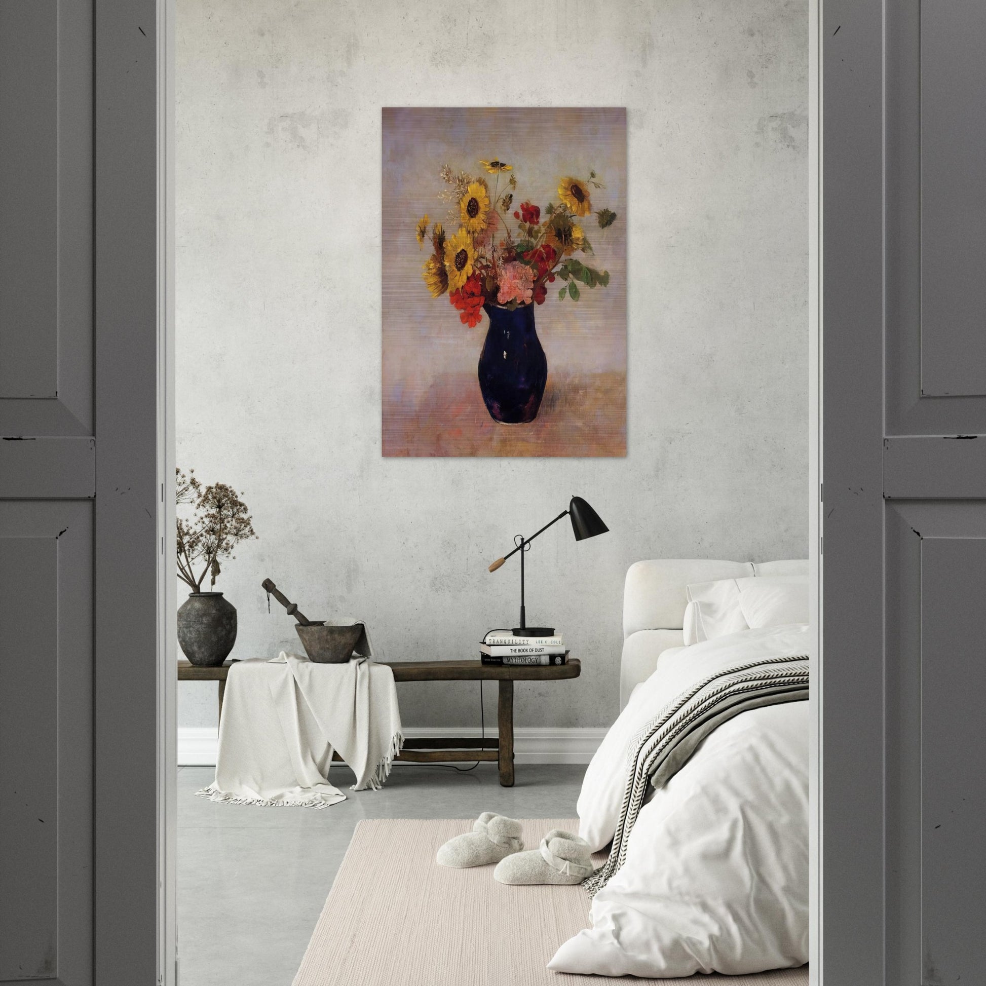VASE OF FLOWERS - Odilon Redon Brushed Aluminum Print - 70x100 cm / 28x40 inches | Odilon Redon Aluminum Print | Odilon Redon Prints