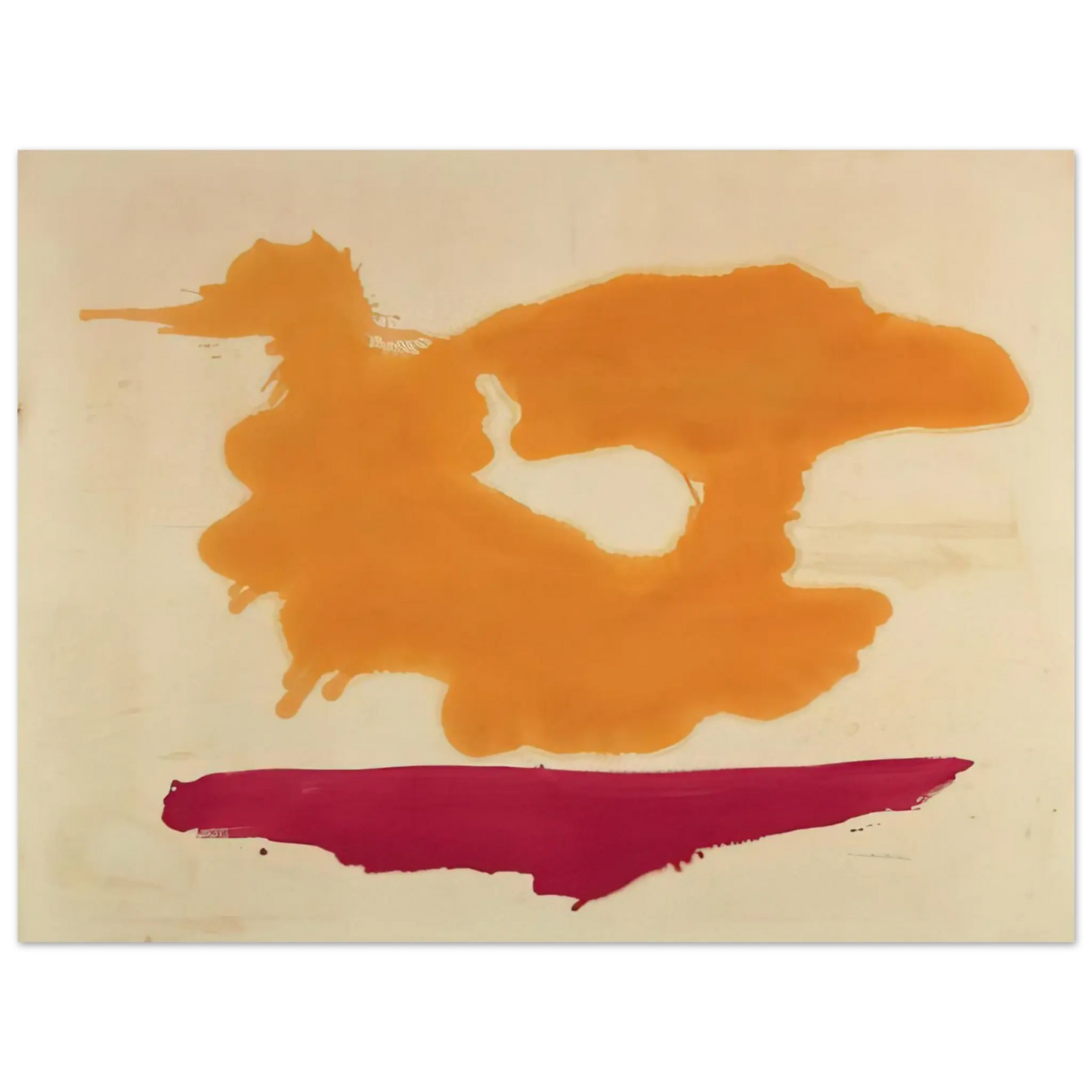 Helen Frankenthaler - Only Orange - 1963 Wall art - 21x29.7 cm / 8x12" - Premium Wooden Framed Poster With Fine Art Paper - Black frame