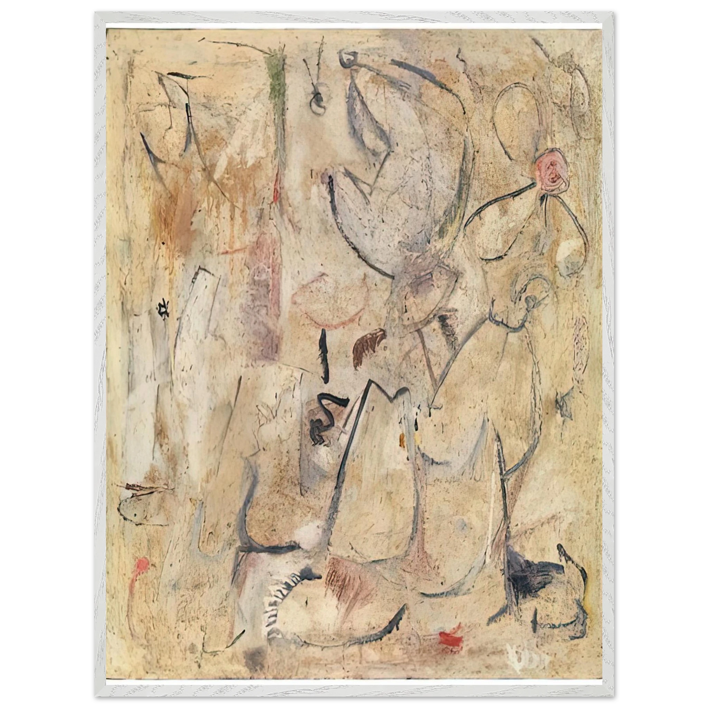 Helen Frankenthaler - Beach, 1950- Wall Art - 21x29.7 cm / 8x12" - Premium Wooden Framed Poster With Fine Art Paper-canvas - Black frame