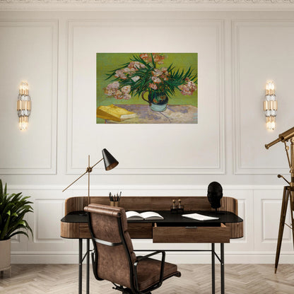 Oleanders and Books - Vincent van Gogh Brushed Aluminum Print - 70x100 cm / 28x40 inches | Vincent van Gogh Aluminum Print | Vincent van Gogh Prints